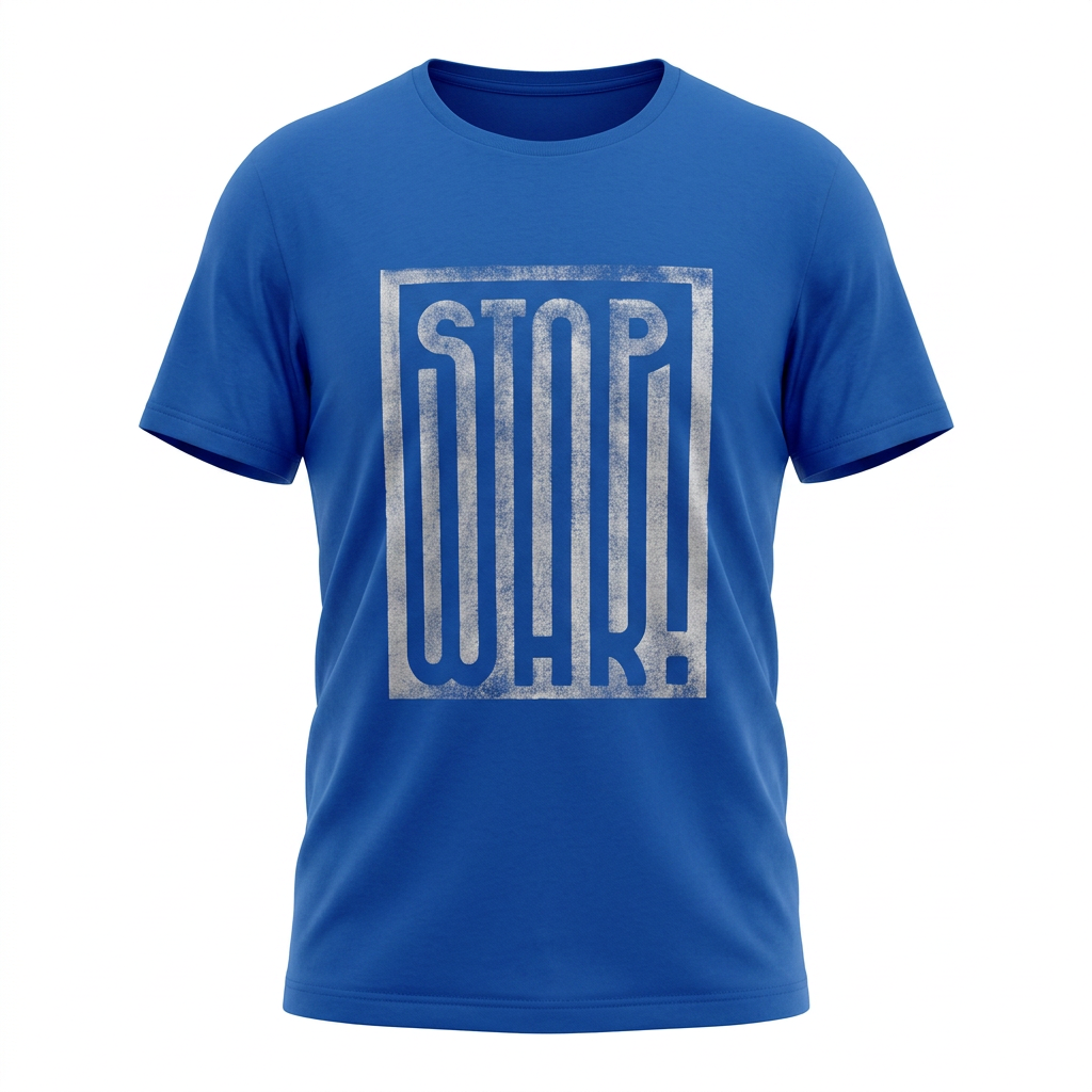 Tee STOP WAR aqua blue