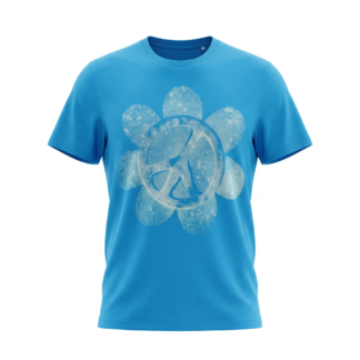 Tee PEACE FLOWER aqua blue