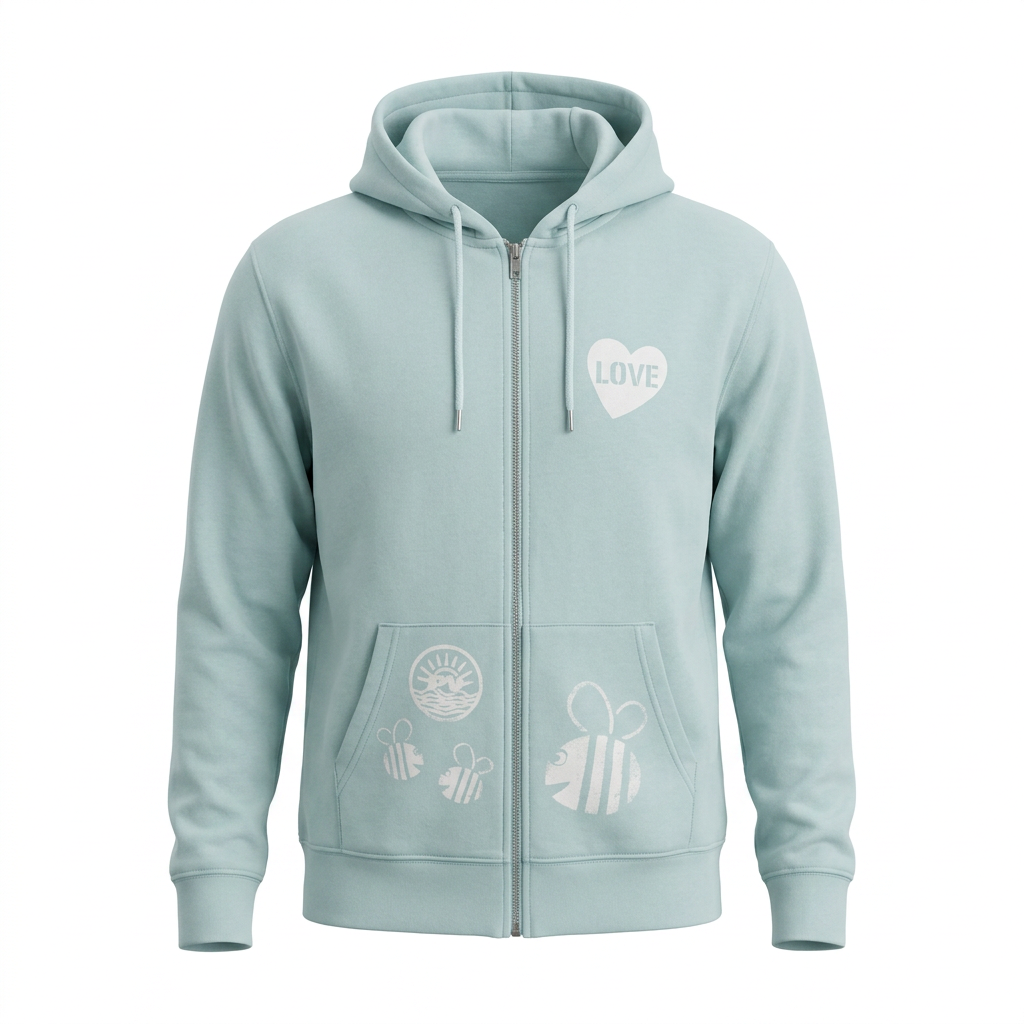 Hoodie PEACE FLOWER aloe