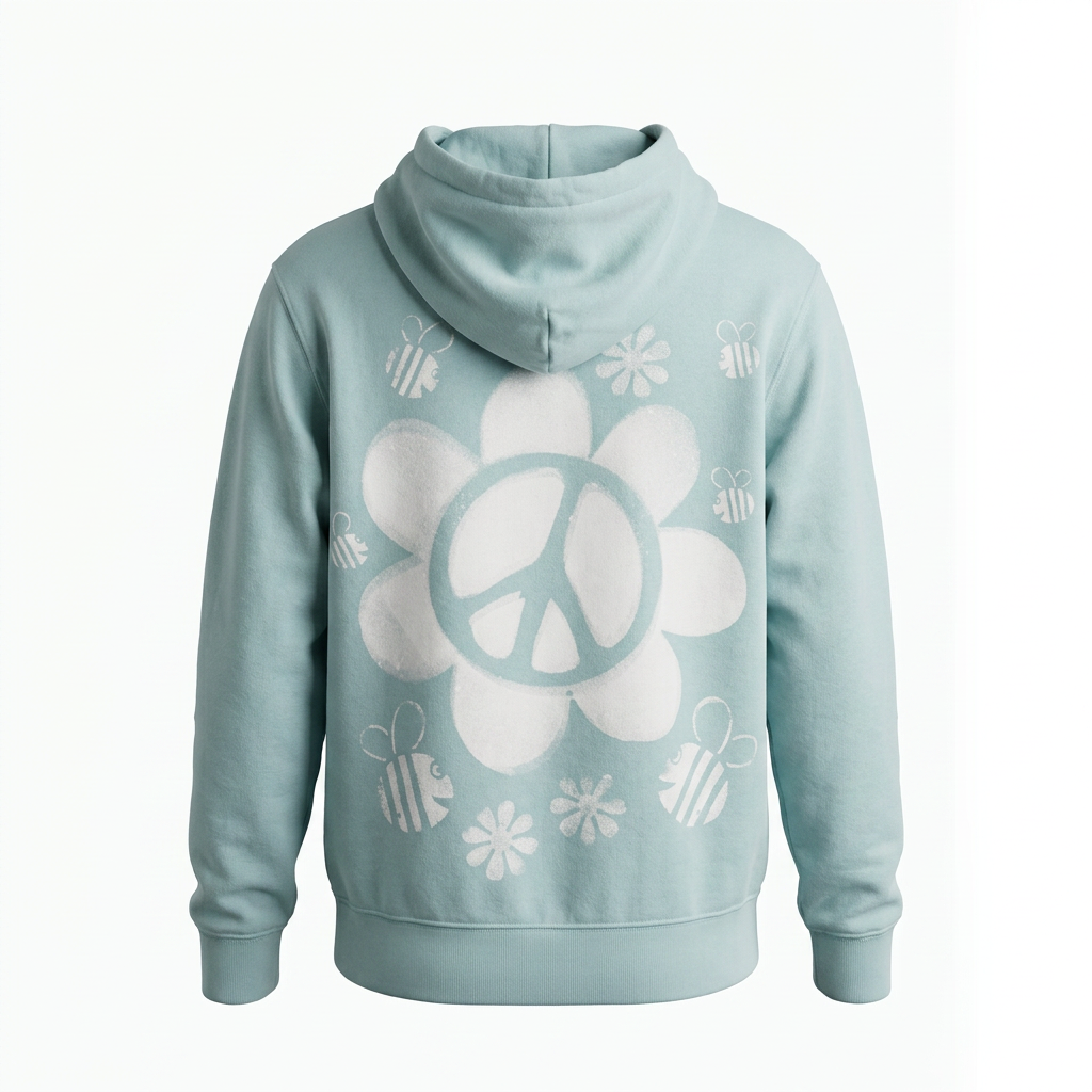 Hoodie PEACE FLOWER aloe – Bild 2