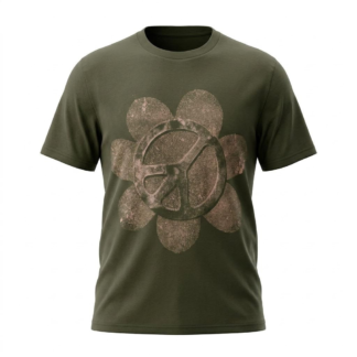 Tee PEACE FLOWER khaki